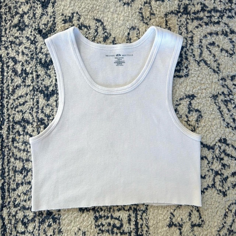 White Ribbed Tank Top